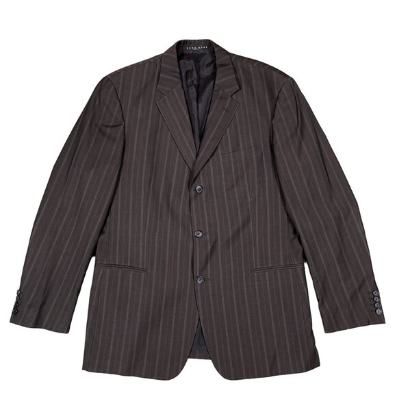 VTG Hugo Boss Wool Brown Pinstripe Sports Coat Blazer Size 44R - Picture 1 of 7